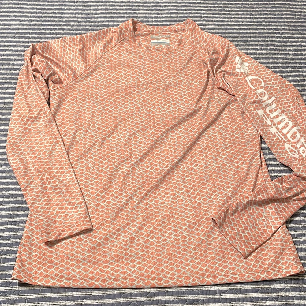 Columbia PFG omnishade Coral Teal women’s Large top long sleeve L excellent